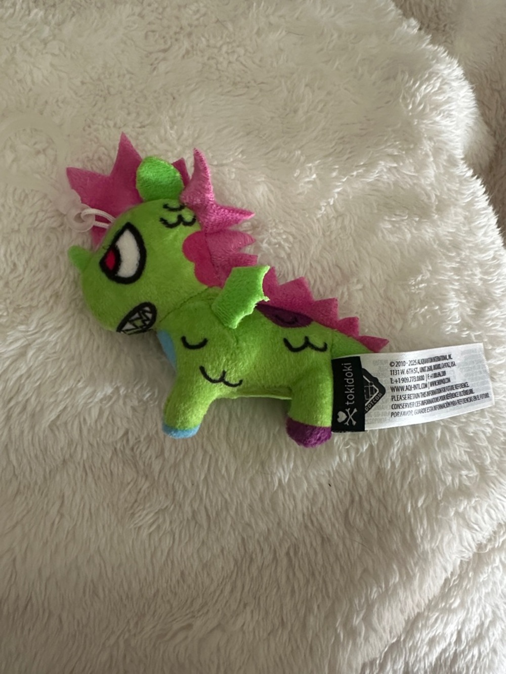 tokidoki Green & Pink Dragon Plush Keychain